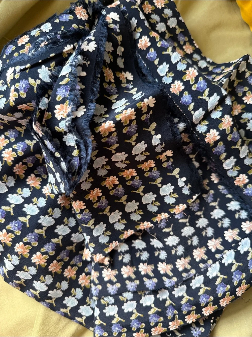 Navy Floral FABRIC Chiffon lightweight Pink & Light Blue flower 2.5 yards x 52”